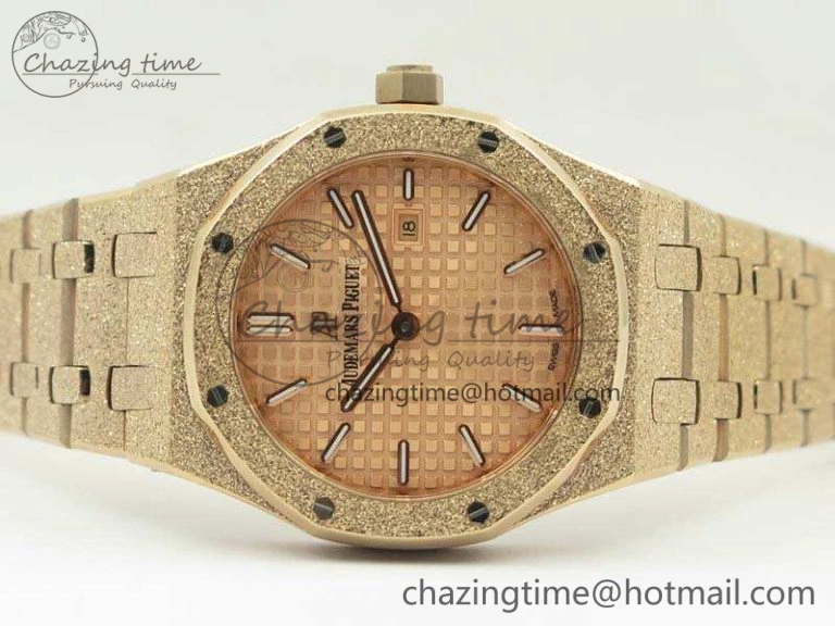 Royal Oak 33mm 15000 Satin-Polished RG OM Best Edition Gold Dial On RG Bracelet Quartz