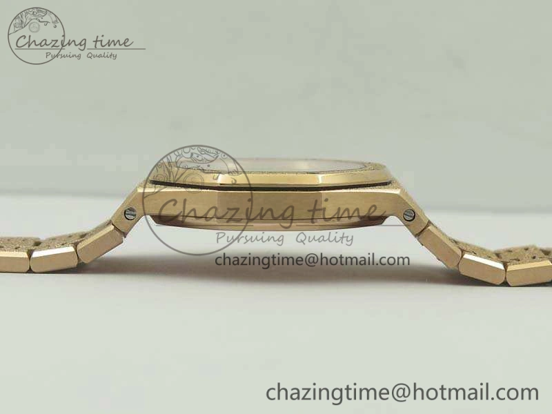 Royal Oak 33mm 15000 Satin-Polished RG OM Best Edition Gold Dial On RG Bracelet Quartz