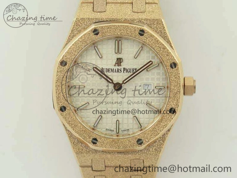Royal Oak 33mm 15000 Satin-Polished RG OM Best Edition White Dial On RG Bracelet Quartz