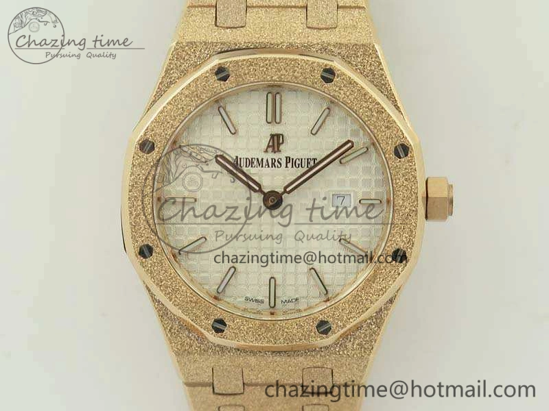 Royal Oak 33mm 15000 Satin-Polished RG OM Best Edition White Dial On RG Bracelet Quartz
