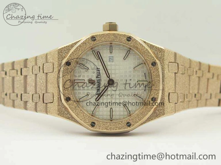 Royal Oak 33mm 15000 Satin-Polished RG OM Best Edition White Dial On RG Bracelet Quartz