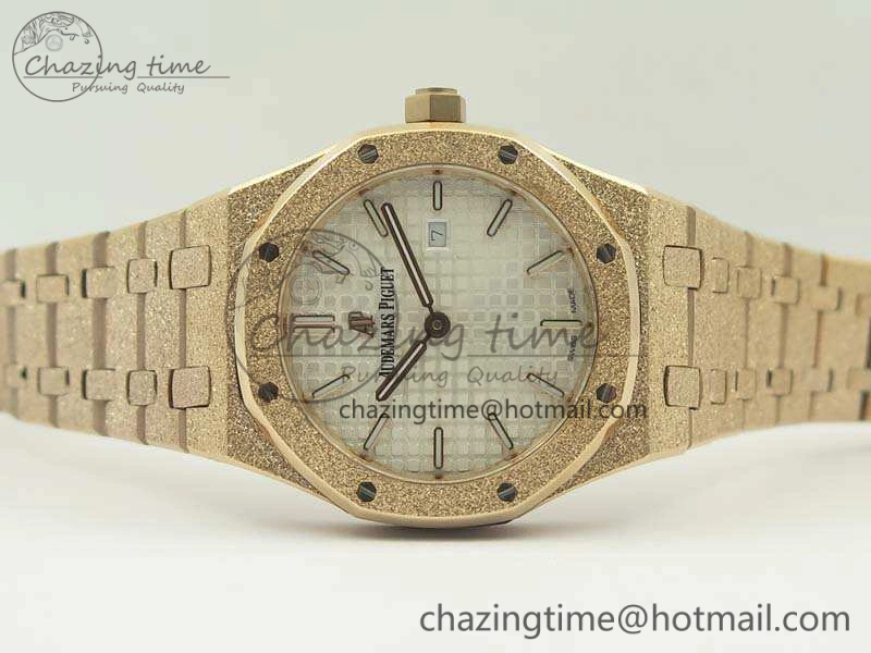 Royal Oak 33mm 15000 Satin-Polished RG OM Best Edition White Dial On RG Bracelet Quartz