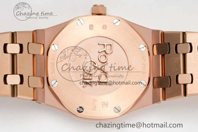 Royal Oak 33mm Ladies RG 8F Best Edition Blue Dial Diamonds Bezel on RG Bracelet Quartz