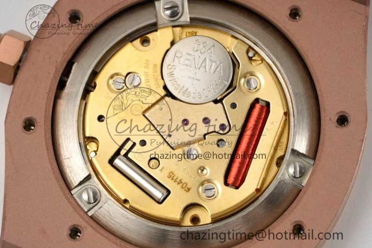 Royal Oak 33mm Ladies RG 8F Best Edition White Dial Diamonds Bezel on RG Bracelet Quartz