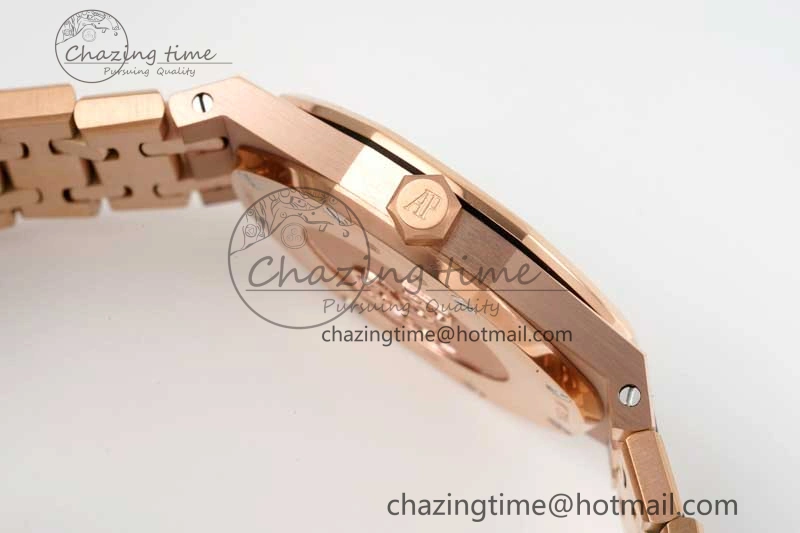 Royal Oak 33mm Ladies RG 8F Best Edition White Dial Diamonds Bezel on RG Bracelet Quartz