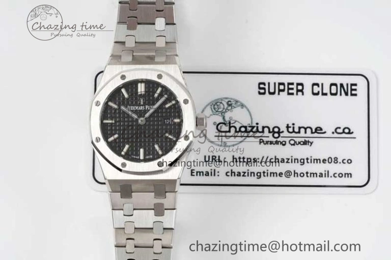 Royal Oak 33mm Ladies SS 8F Best Edition Black Dial on SS Bracelet Quartz
