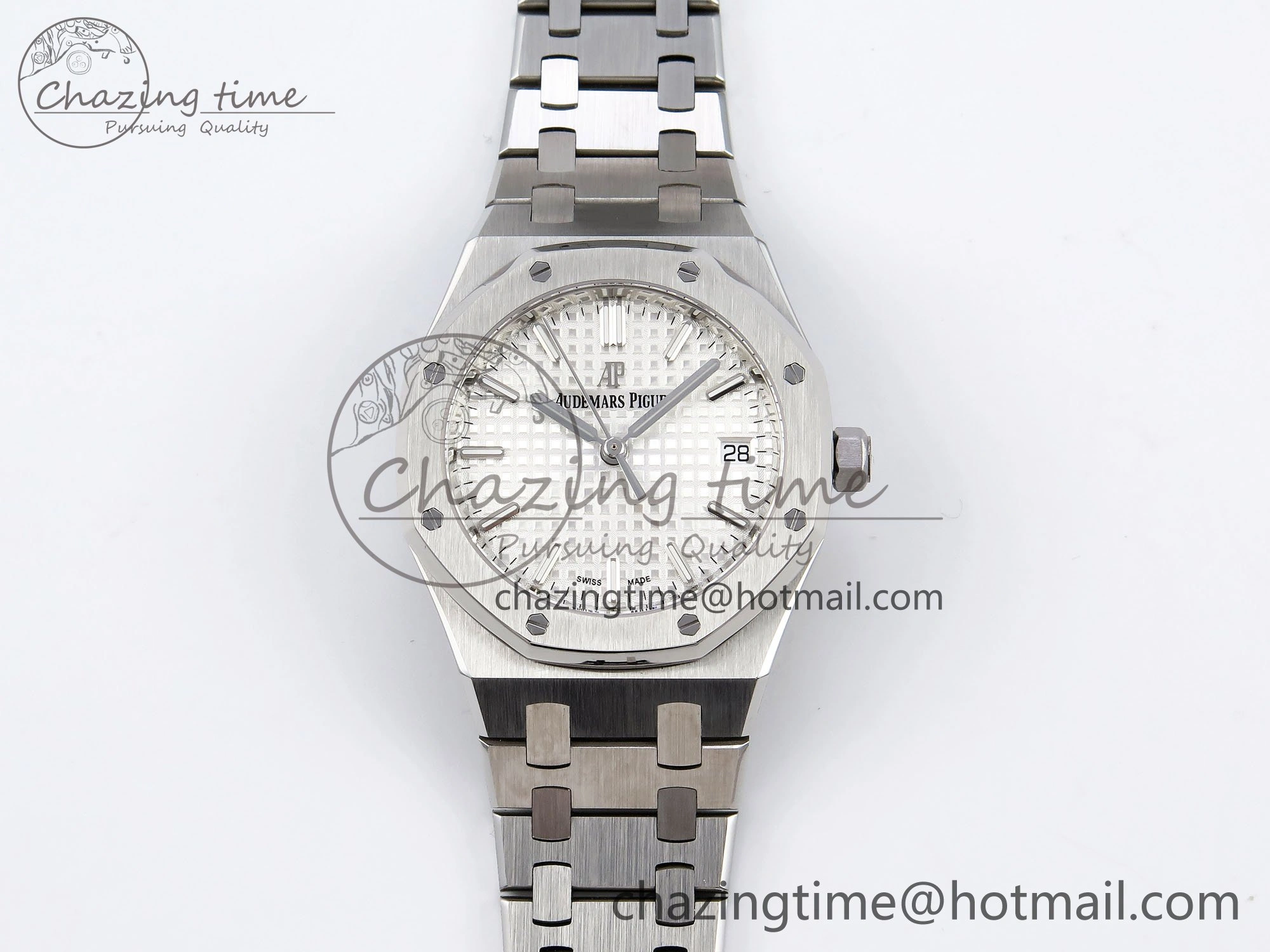 Royal Oak 34mm SS ZF 1:1 Best Edition White Textured Dial on SS Bracelet A5800