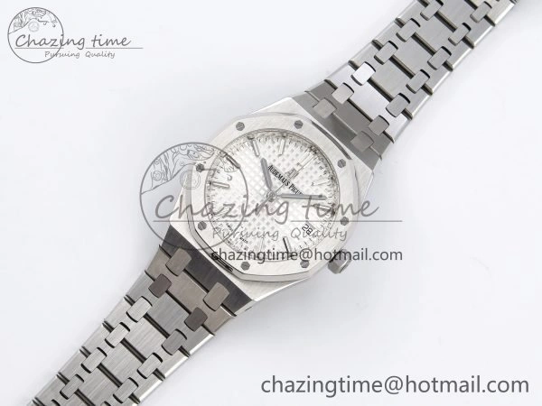 Royal Oak 34mm SS ZF 1:1 Best Edition White Textured Dial on SS Bracelet A5800