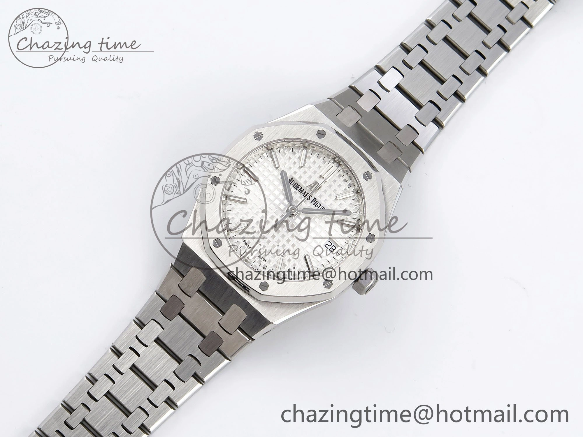 Royal Oak 34mm SS ZF 1:1 Best Edition White Textured Dial on SS Bracelet A5800