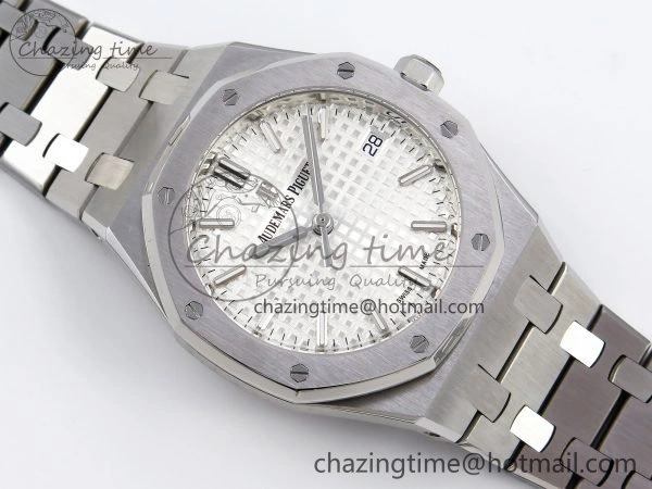 Royal Oak 34mm SS ZF 1:1 Best Edition White Textured Dial on SS Bracelet A5800