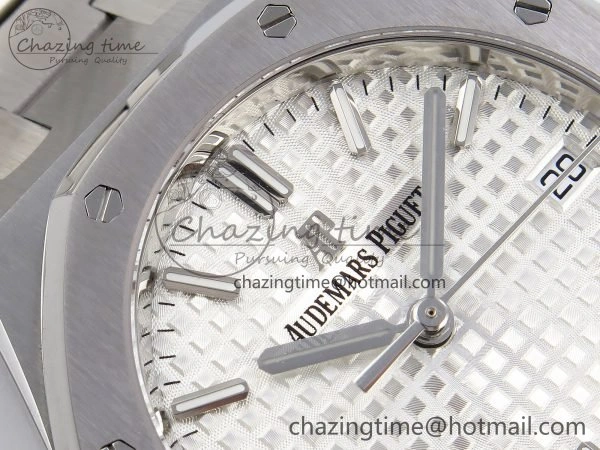 Royal Oak 34mm SS ZF 1:1 Best Edition White Textured Dial on SS Bracelet A5800