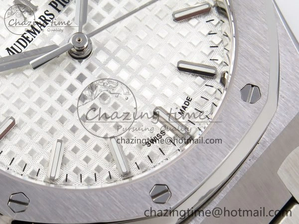 Royal Oak 34mm SS ZF 1:1 Best Edition White Textured Dial on SS Bracelet A5800