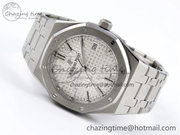 Royal Oak 34mm SS ZF 1:1 Best Edition White Textured Dial on SS Bracelet A5800