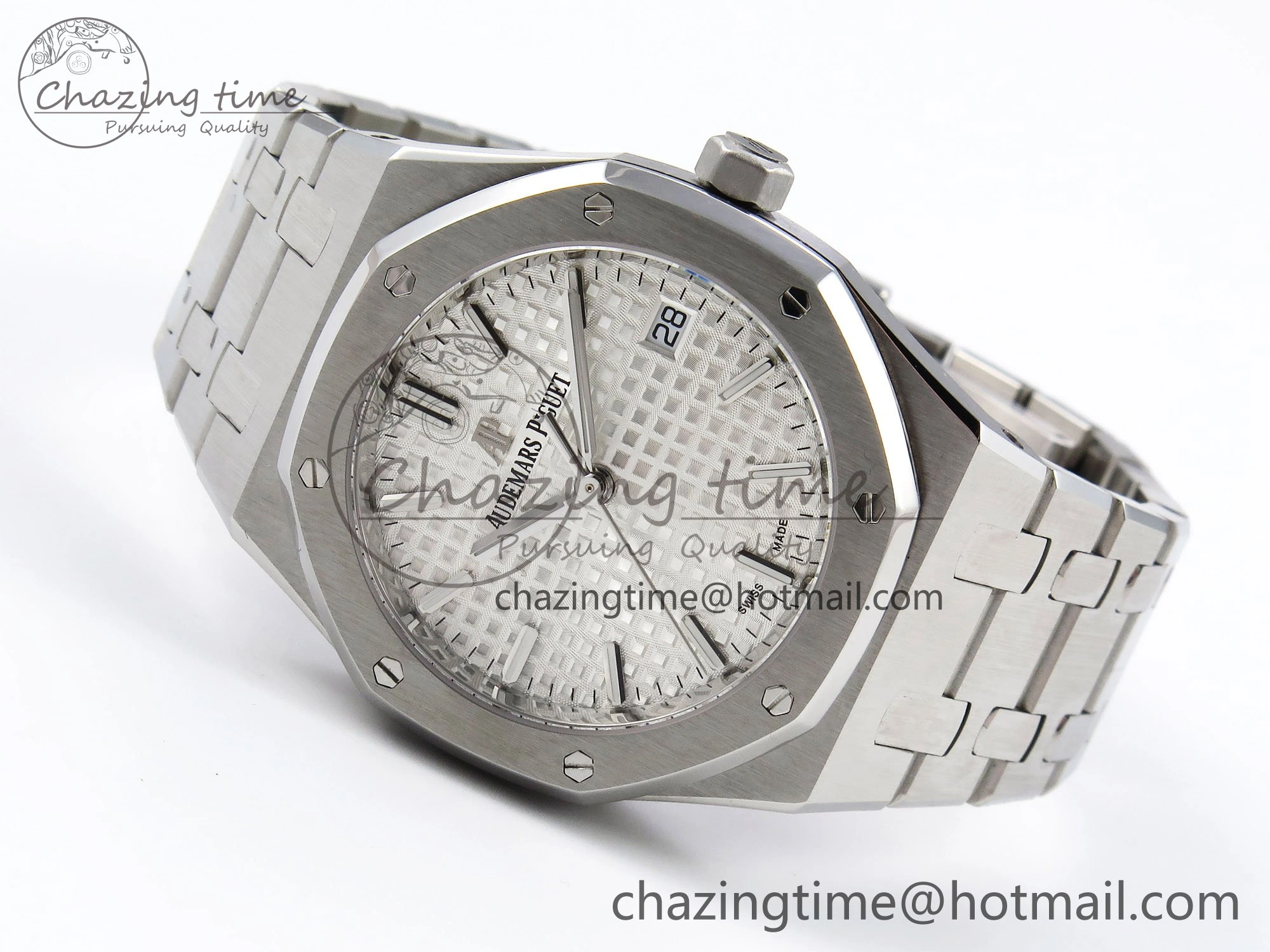 Royal Oak 34mm SS ZF 1:1 Best Edition White Textured Dial on SS Bracelet A5800