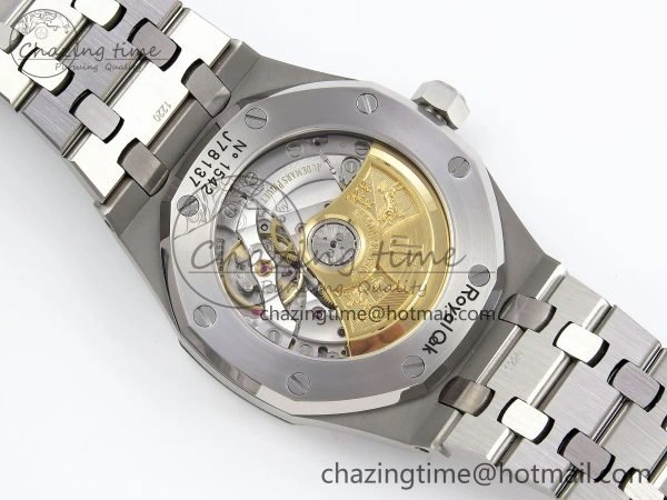 Royal Oak 37mm 15450 Diamond SS APSF 1:1 Best Edition Black Textured Dial on SS Bracelet SA3120 Super Clone