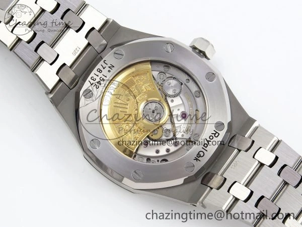 Royal Oak 37mm 15450 Diamond SS APSF 1:1 Best Edition Black Textured Dial on SS Bracelet SA3120 Super Clone