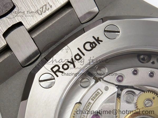 Royal Oak 37mm 15450 Diamond SS APSF 1:1 Best Edition Black Textured Dial on SS Bracelet SA3120 Super Clone