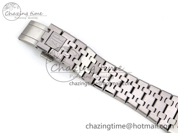 Royal Oak 37mm 15450 Diamond SS APSF 1:1 Best Edition Black Textured Dial on SS Bracelet SA3120 Super Clone