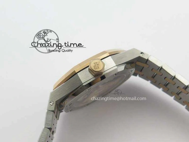 Royal Oak 37mm 15450 RG Bezel JF 1:1 Best Edition Black Dial On SS RG Bracelet A3120