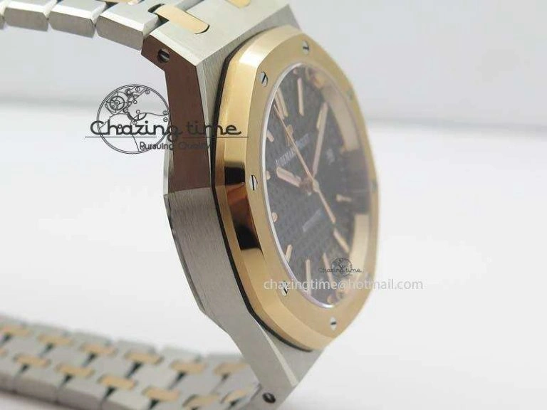 Royal Oak 37mm 15450 RG Bezel JF 1:1 Best Edition Black Dial On SS RG Bracelet A3120