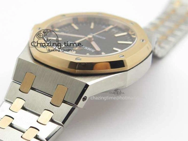 Royal Oak 37mm 15450 RG Bezel JF 1:1 Best Edition Black Dial On SS RG Bracelet A3120