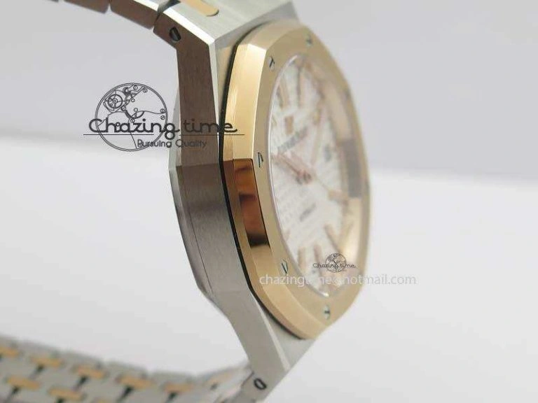 Royal Oak 37mm 15450 RG Bezel JF 1:1 Best Edition Silver Dial On SS RG Bracelet A3120