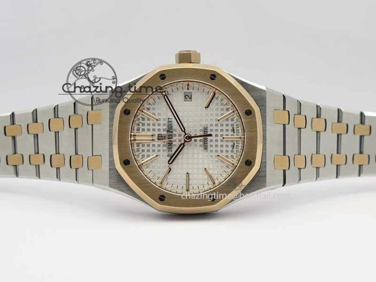Royal Oak 37mm 15450 RG Bezel JF 1:1 Best Edition Silver Dial On SS RG Bracelet A3120