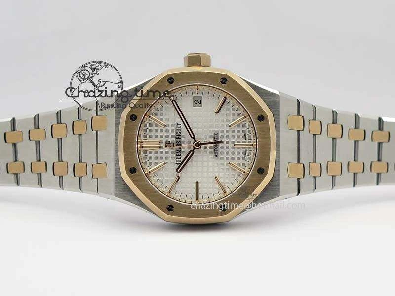 Royal Oak 37mm 15450 RG Bezel JF 1:1 Best Edition Silver Dial On SS RG Bracelet A3120