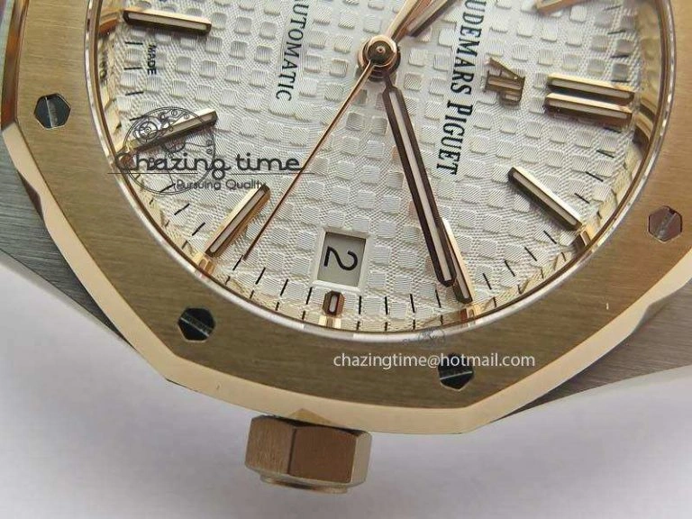 Royal Oak 37mm 15450 RG Bezel JF 1:1 Best Edition Silver Dial On SS RG Bracelet A3120