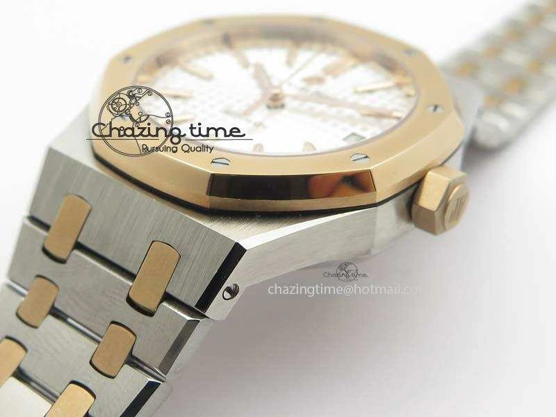 Royal Oak 37mm 15450 RG Bezel JF 1:1 Best Edition Silver Dial On SS RG Bracelet A3120
