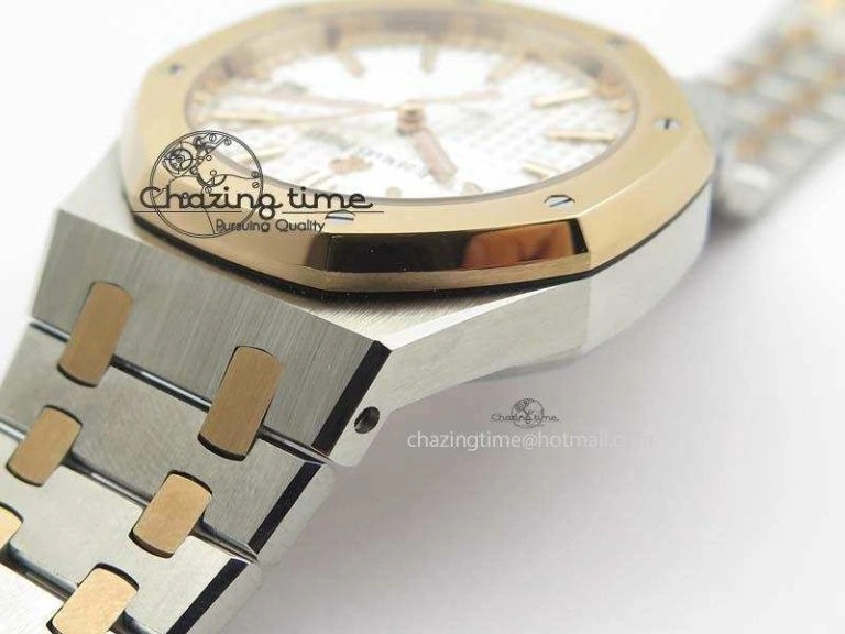 Royal Oak 37mm 15450 RG Bezel JF 1:1 Best Edition Silver Dial On SS RG Bracelet A3120