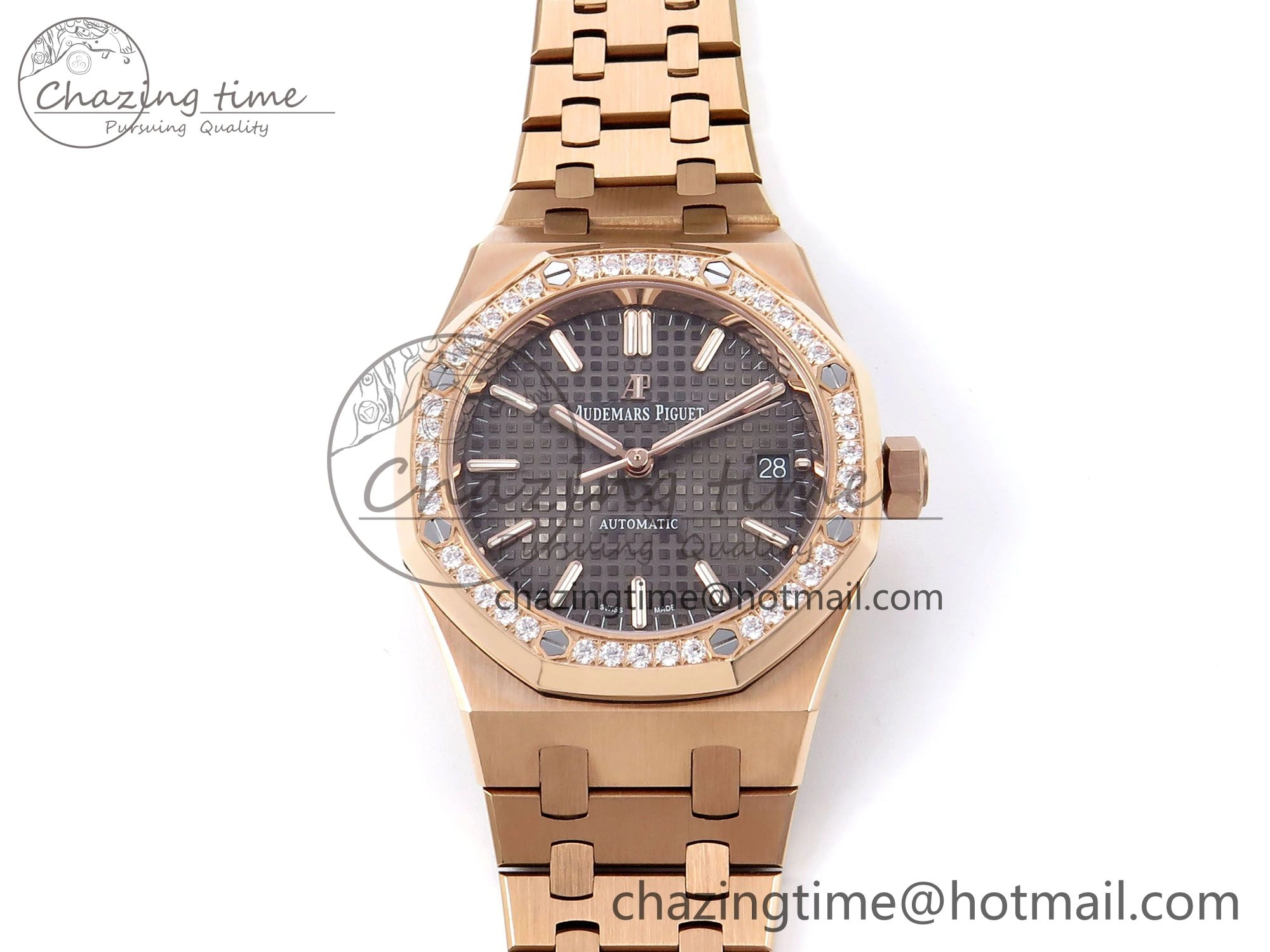 Royal Oak 37mm 15450 RG Diamonds Bezel IPF Best Edition Brown Dial on RG Bracelet SA3120 Super Clone