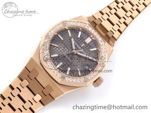 Royal Oak 37mm 15450 RG Diamonds Bezel IPF Best Edition Brown Dial on RG Bracelet SA3120 Super Clone
