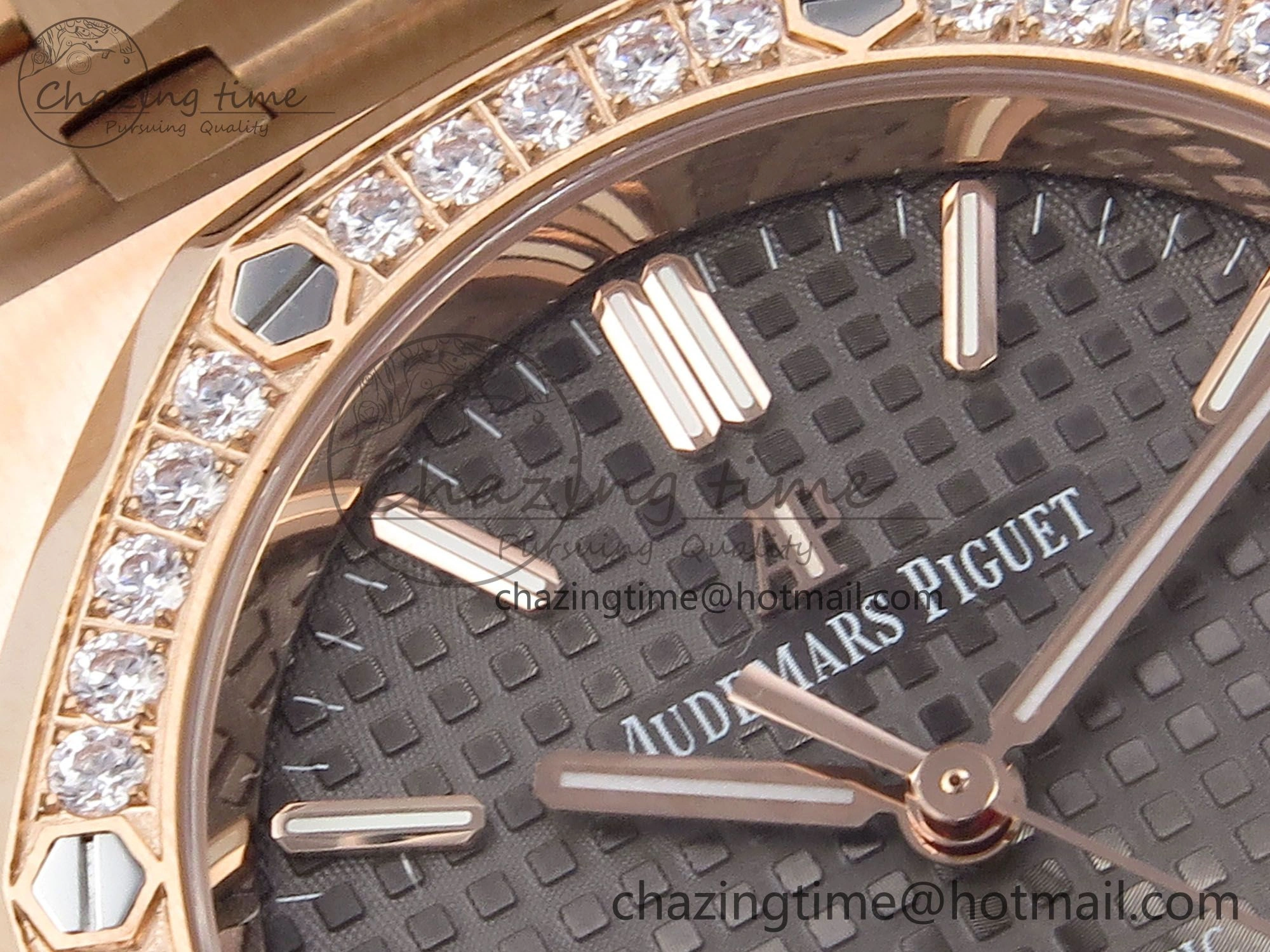 Royal Oak 37mm 15450 RG Diamonds Bezel IPF Best Edition Brown Dial on RG Bracelet SA3120 Super Clone