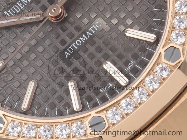 Royal Oak 37mm 15450 RG Diamonds Bezel IPF Best Edition Brown Dial on RG Bracelet SA3120 Super Clone
