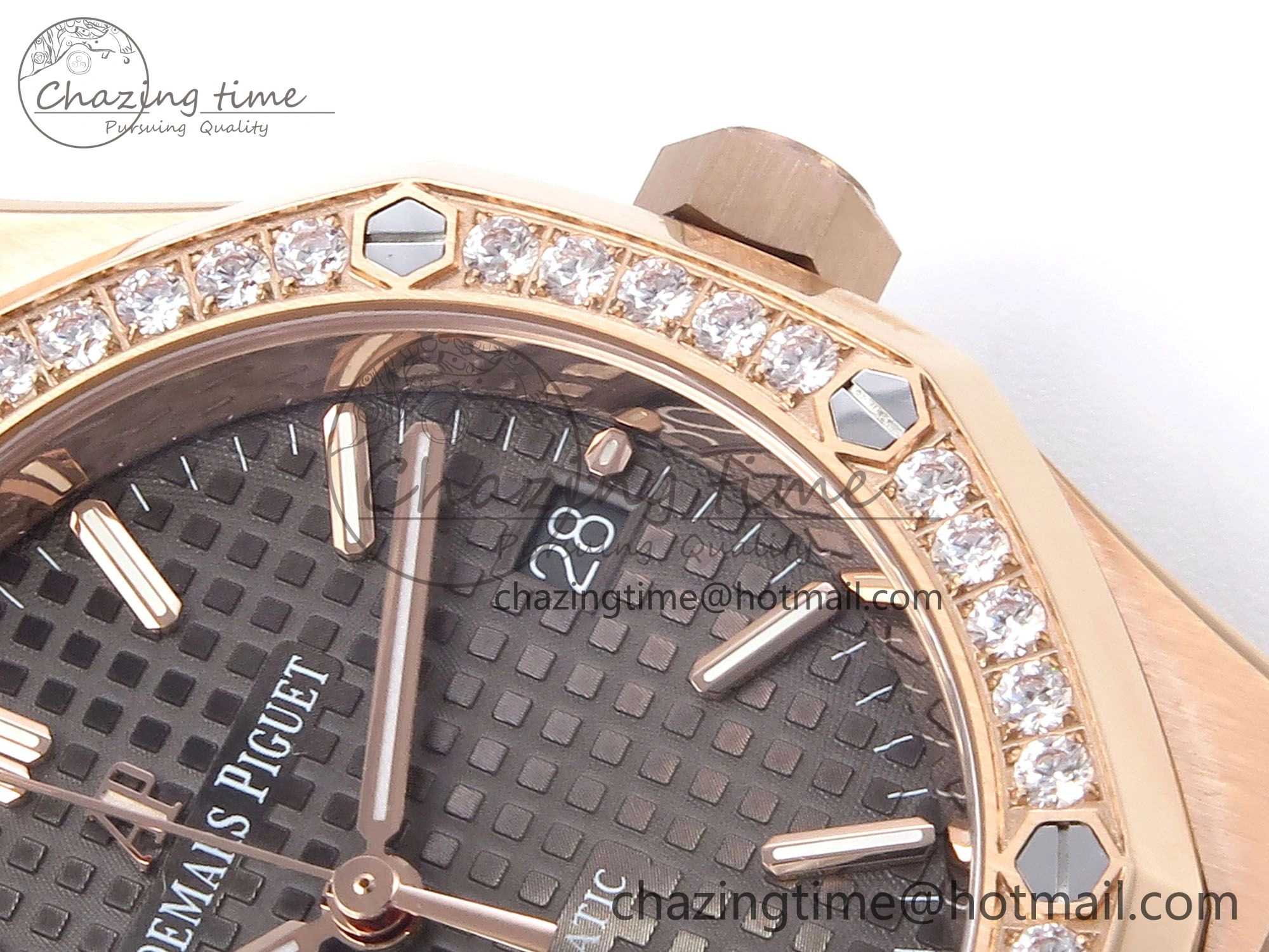 Royal Oak 37mm 15450 RG Diamonds Bezel IPF Best Edition Brown Dial on RG Bracelet SA3120 Super Clone