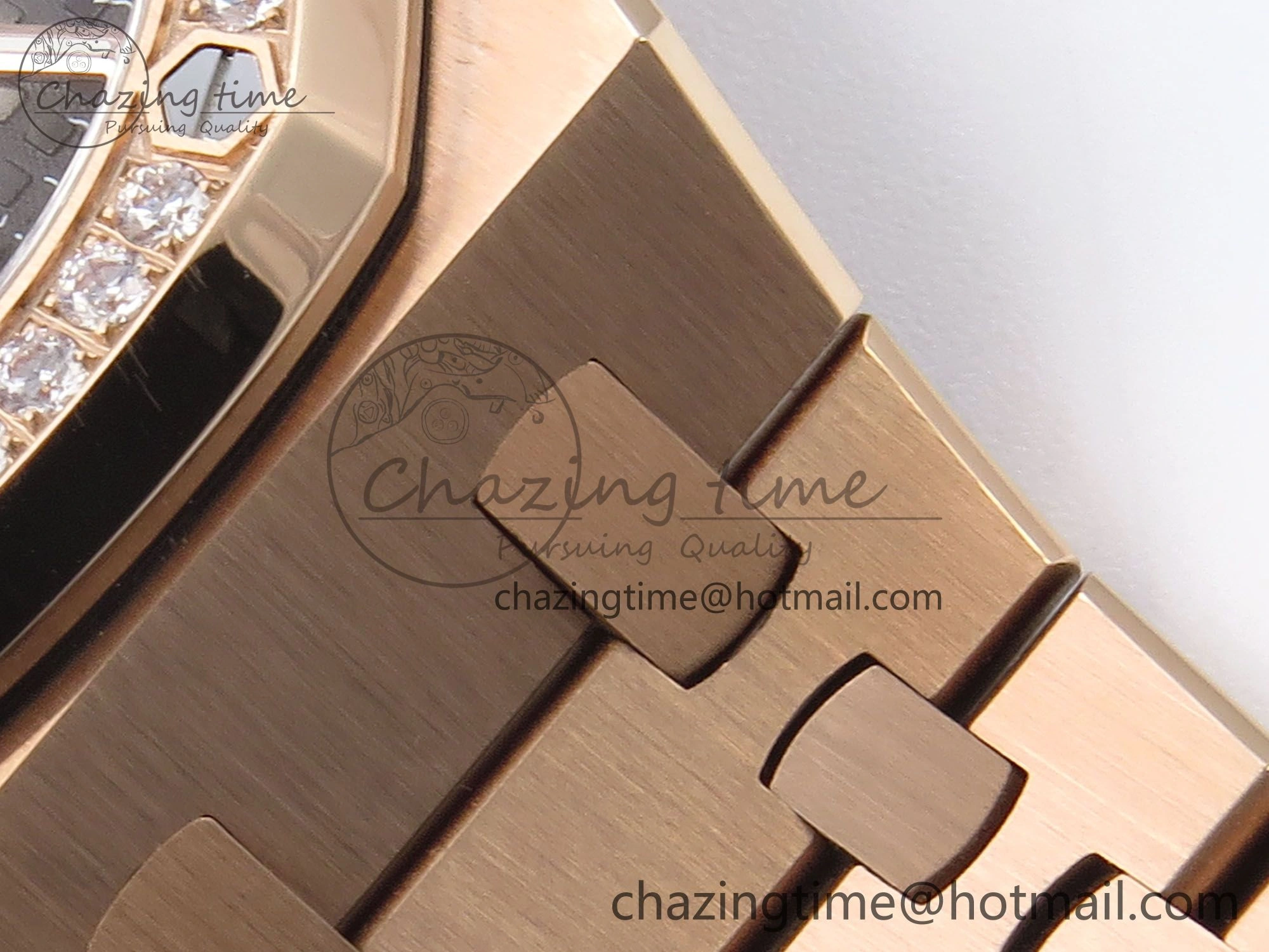 Royal Oak 37mm 15450 RG Diamonds Bezel IPF Best Edition Brown Dial on RG Bracelet SA3120 Super Clone
