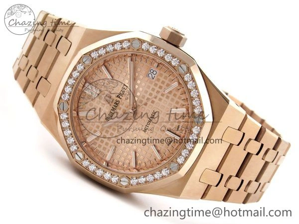 Royal Oak 37mm 15450 RG Diamonds Bezel IPF Best Edition RG Dial on RG Bracelet SA3120 Super Clone