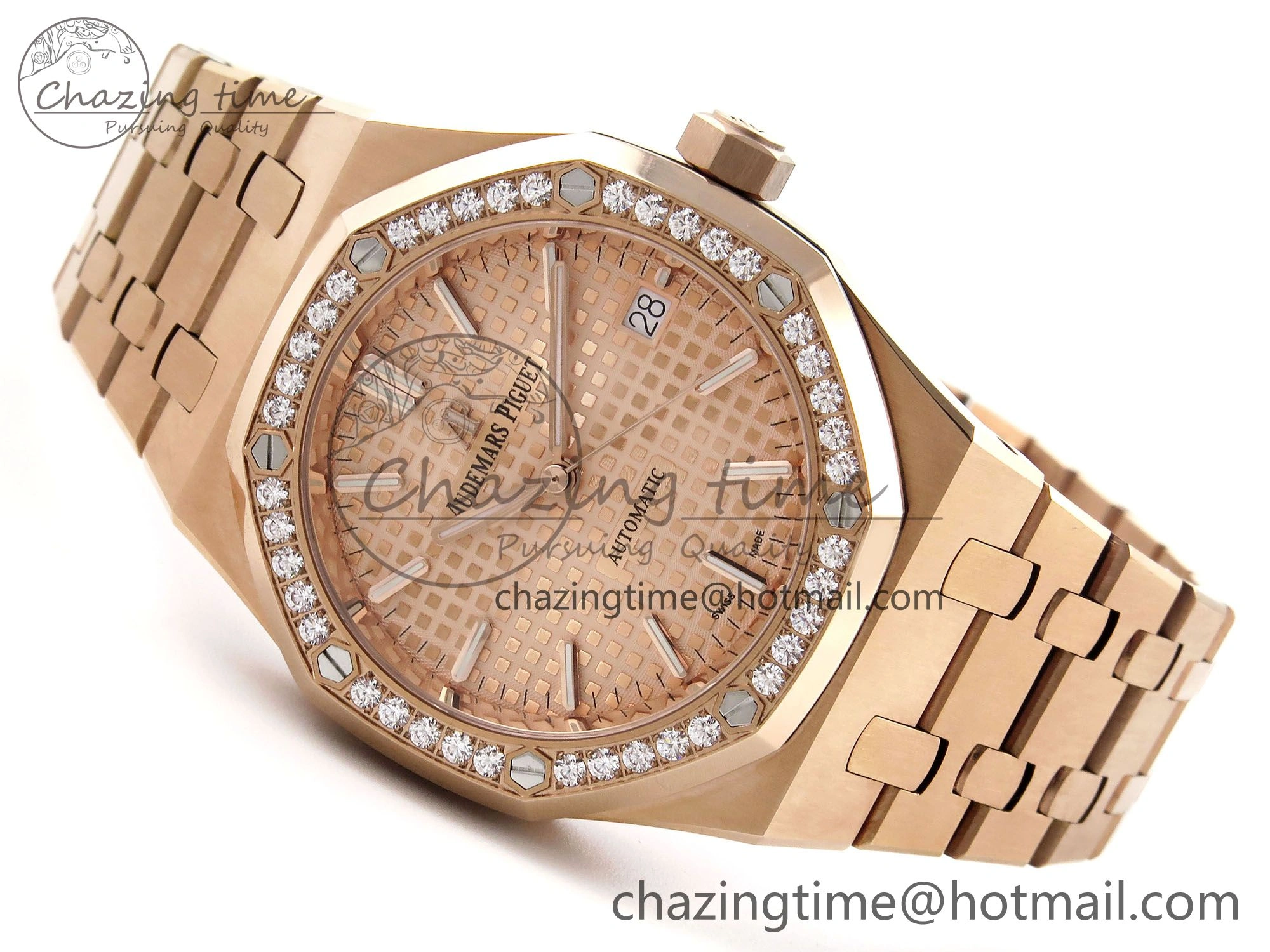 Royal Oak 37mm 15450 RG Diamonds Bezel IPF Best Edition RG Dial on RG Bracelet SA3120 Super Clone