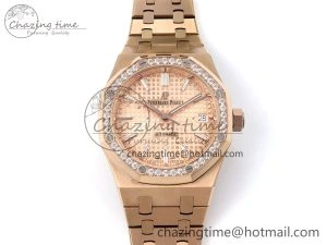 Royal Oak 37mm 15450 RG Diamonds Bezel IPF Best Edition RG Dial on RG Bracelet SA3120 Super Clone