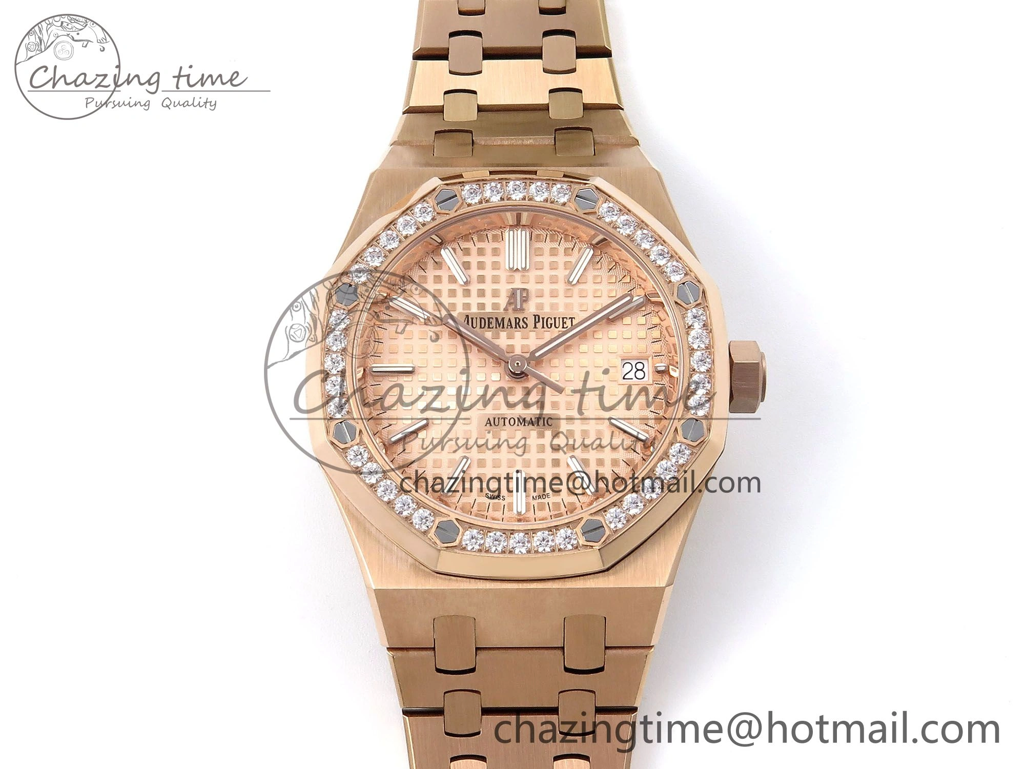Royal Oak 37mm 15450 RG Diamonds Bezel IPF Best Edition RG Dial on RG Bracelet SA3120 Super Clone