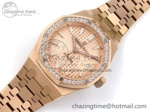 Royal Oak 37mm 15450 RG Diamonds Bezel IPF Best Edition RG Dial on RG Bracelet SA3120 Super Clone