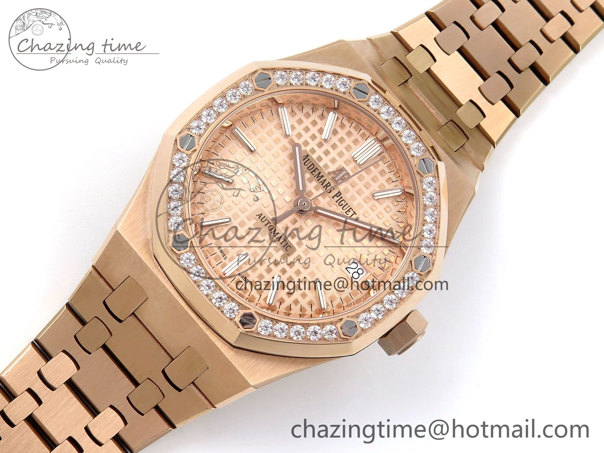 Royal Oak 37mm 15450 RG Diamonds Bezel IPF Best Edition RG Dial on RG Bracelet SA3120 Super Clone