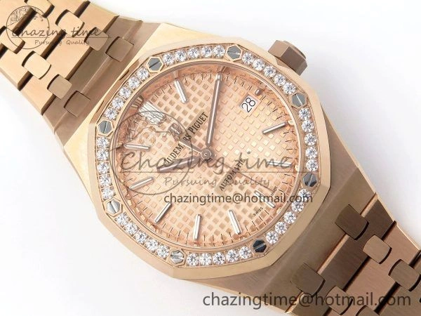 Royal Oak 37mm 15450 RG Diamonds Bezel IPF Best Edition RG Dial on RG Bracelet SA3120 Super Clone