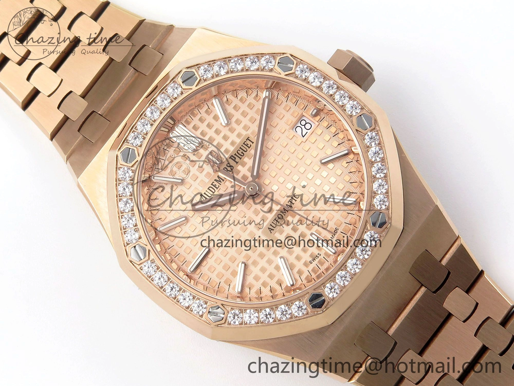 Royal Oak 37mm 15450 RG Diamonds Bezel IPF Best Edition RG Dial on RG Bracelet SA3120 Super Clone