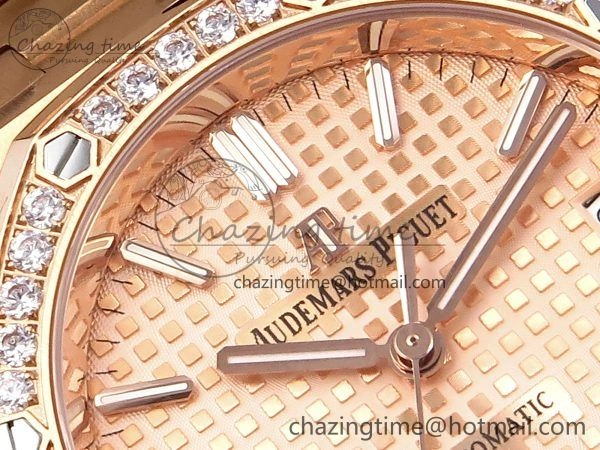Royal Oak 37mm 15450 RG Diamonds Bezel IPF Best Edition RG Dial on RG Bracelet SA3120 Super Clone