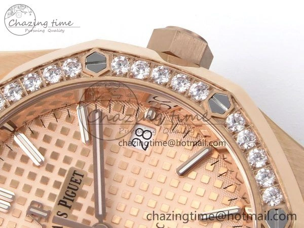 Royal Oak 37mm 15450 RG Diamonds Bezel IPF Best Edition RG Dial on RG Bracelet SA3120 Super Clone