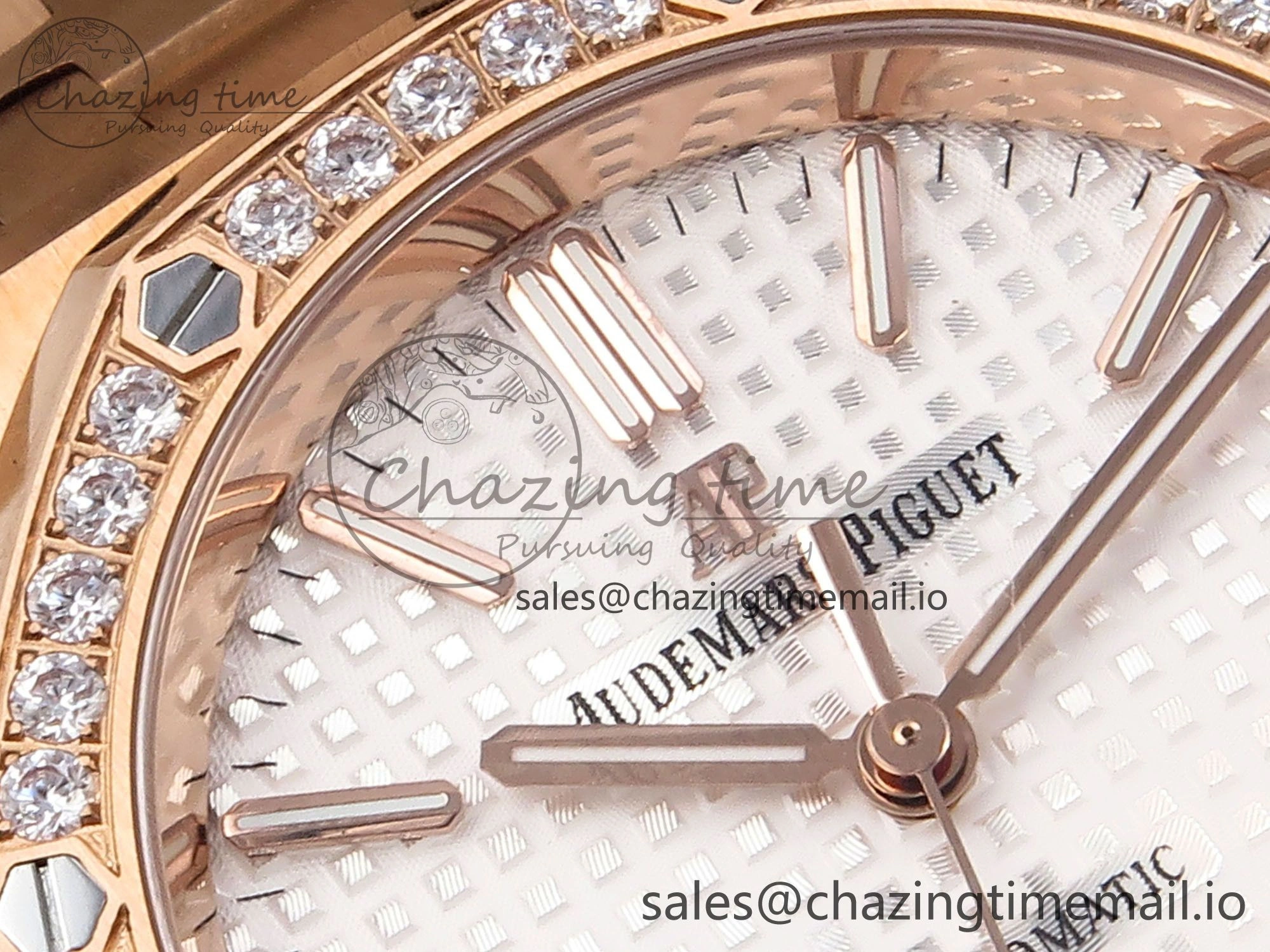 Royal Oak 37mm 15450 RG Diamonds Bezel IPF Best Edition White Dial on RG Bracelet SA3120 Super Clone