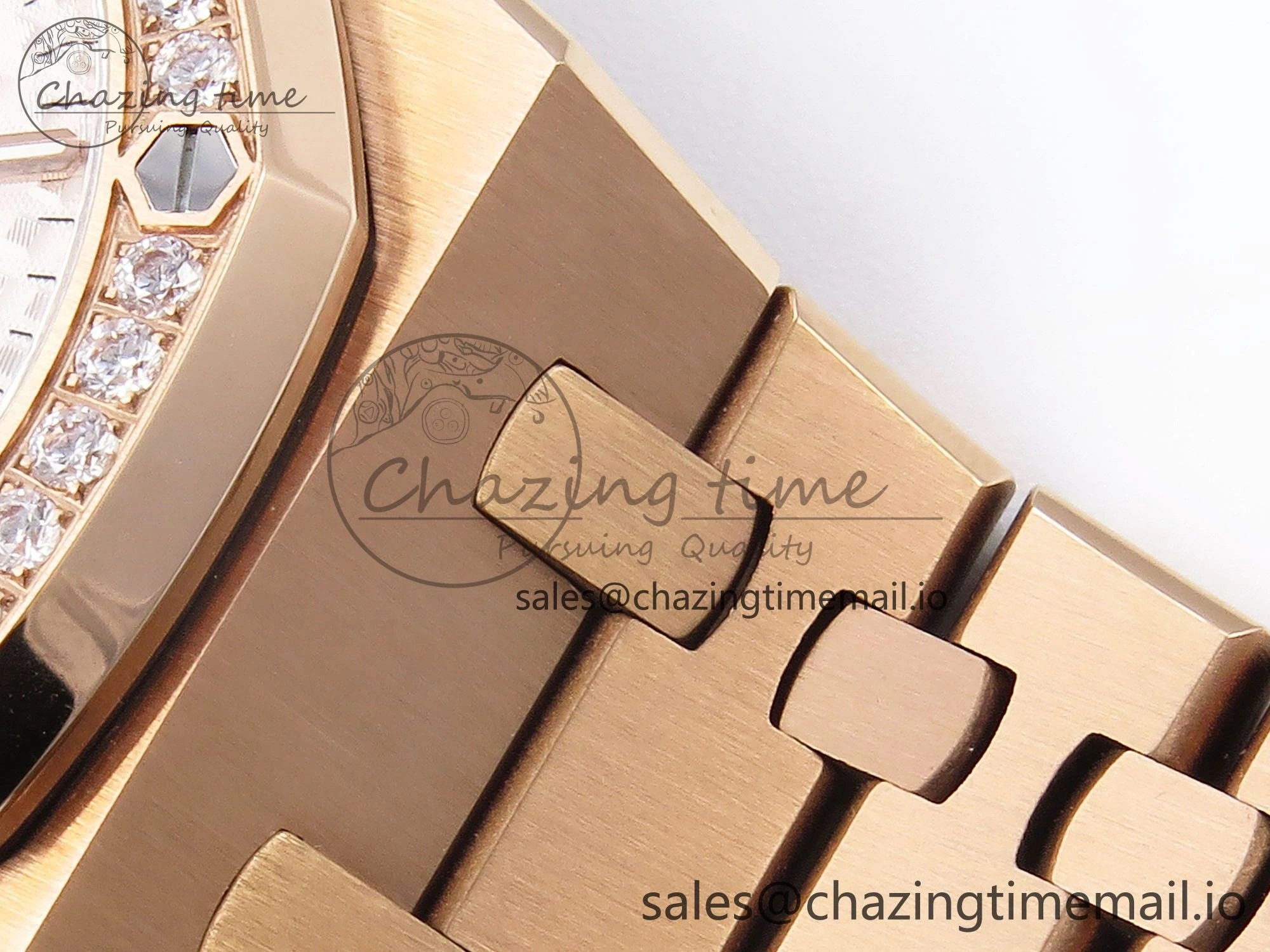 Royal Oak 37mm 15450 RG Diamonds Bezel IPF Best Edition White Dial on RG Bracelet SA3120 Super Clone