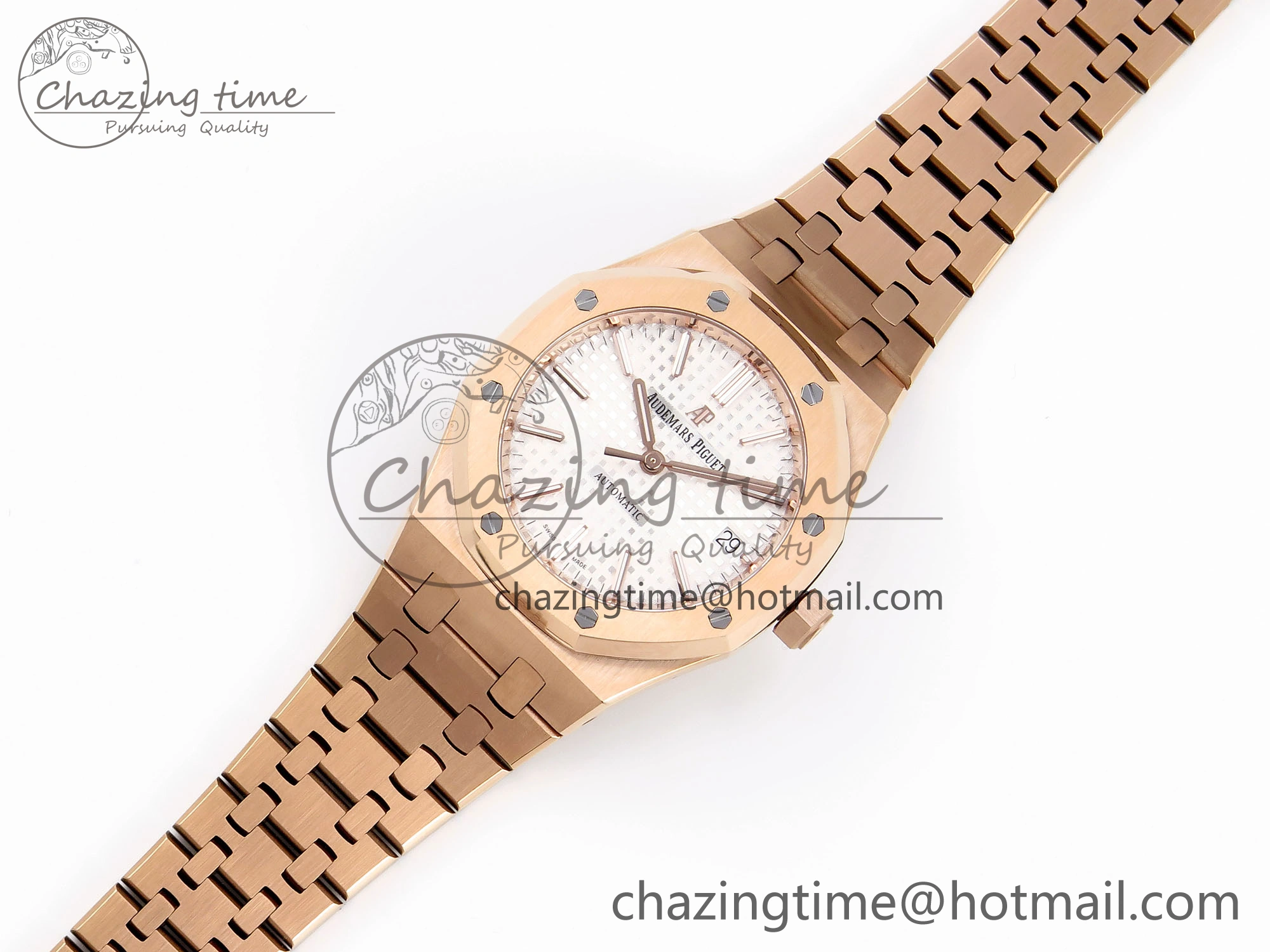 Royal Oak 37mm 15450 RG IPF Best Edition White Dial on RG Bracelet SA3120 Super Clone